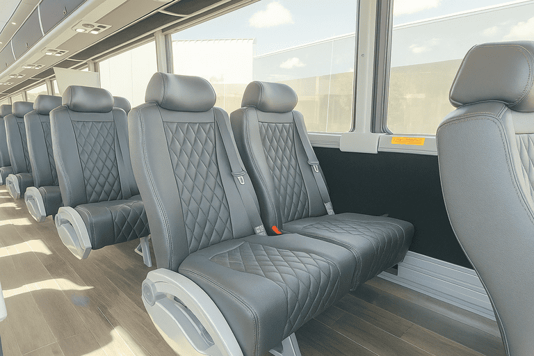 interior of Beaverton Coach Bus Service charter bus